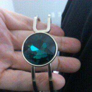 Bangle Bracelet with Green Stone